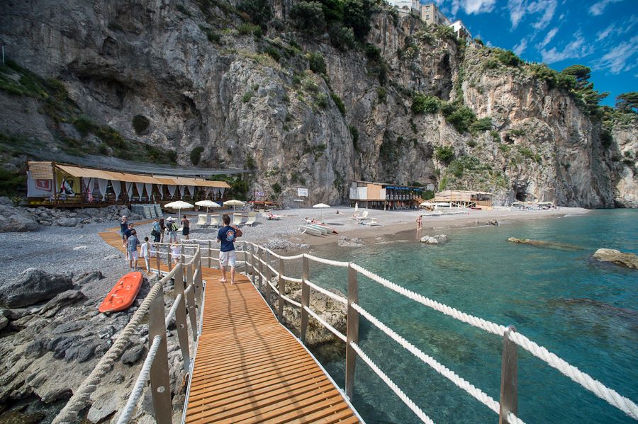 A secluded beach in the town of Amalfi, the Duoglio