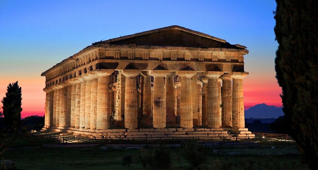 The Ancient temples of Paestum, traces of a bygone time